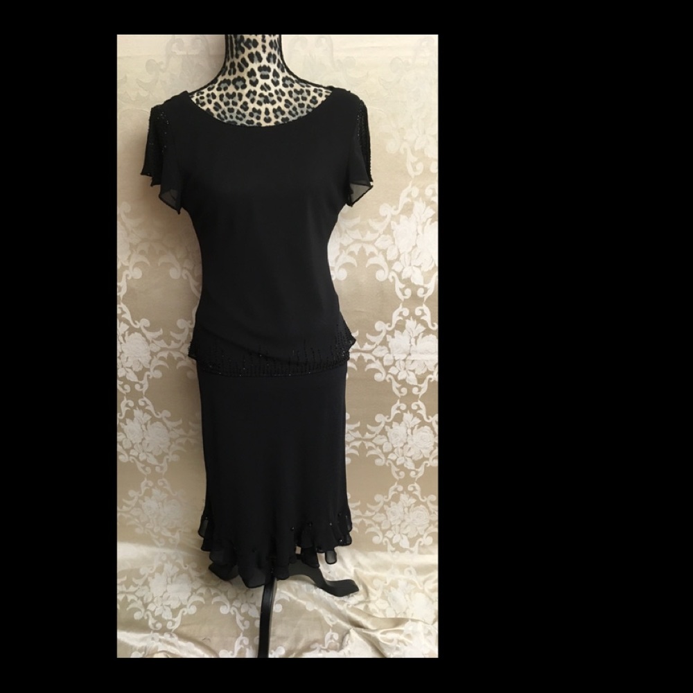 Black beaded top and skirt